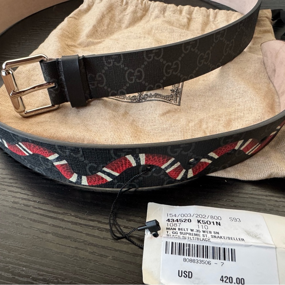 Gucci GG Supreme Kingsnake Belt Men’s - RARE!